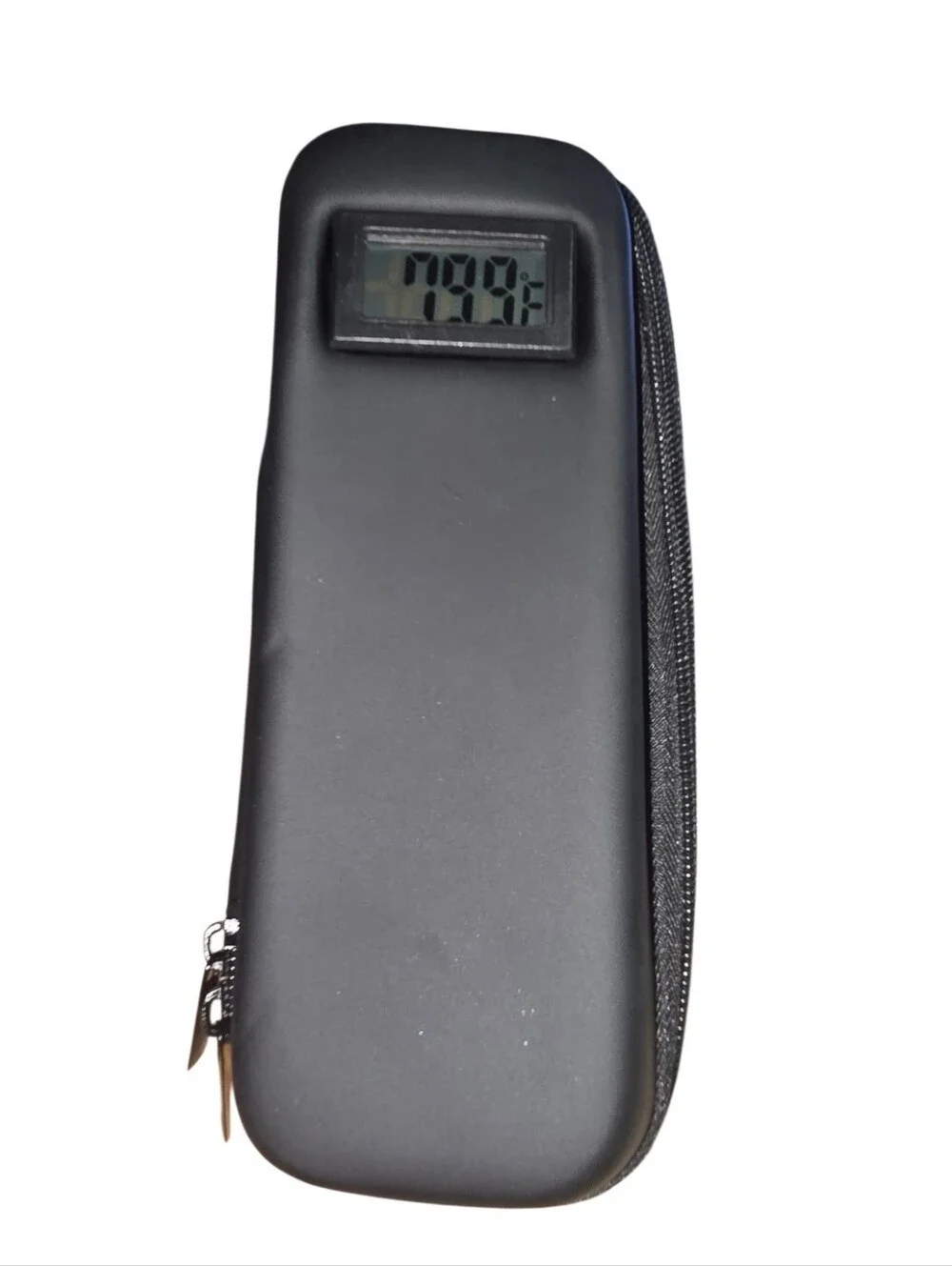 Black Hard Shell Electronics Travel Case with Built-In Thermometer